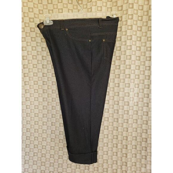 Women's Super Stretch Denim Capri Cropped Cuffed Pants Large - Picture 4 of 7